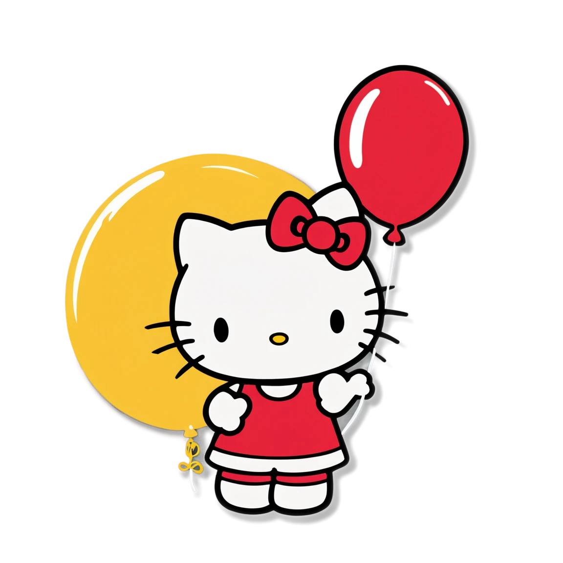 Hello kitty with balloon, cute hello-kitty sticker, hello kitty sticker