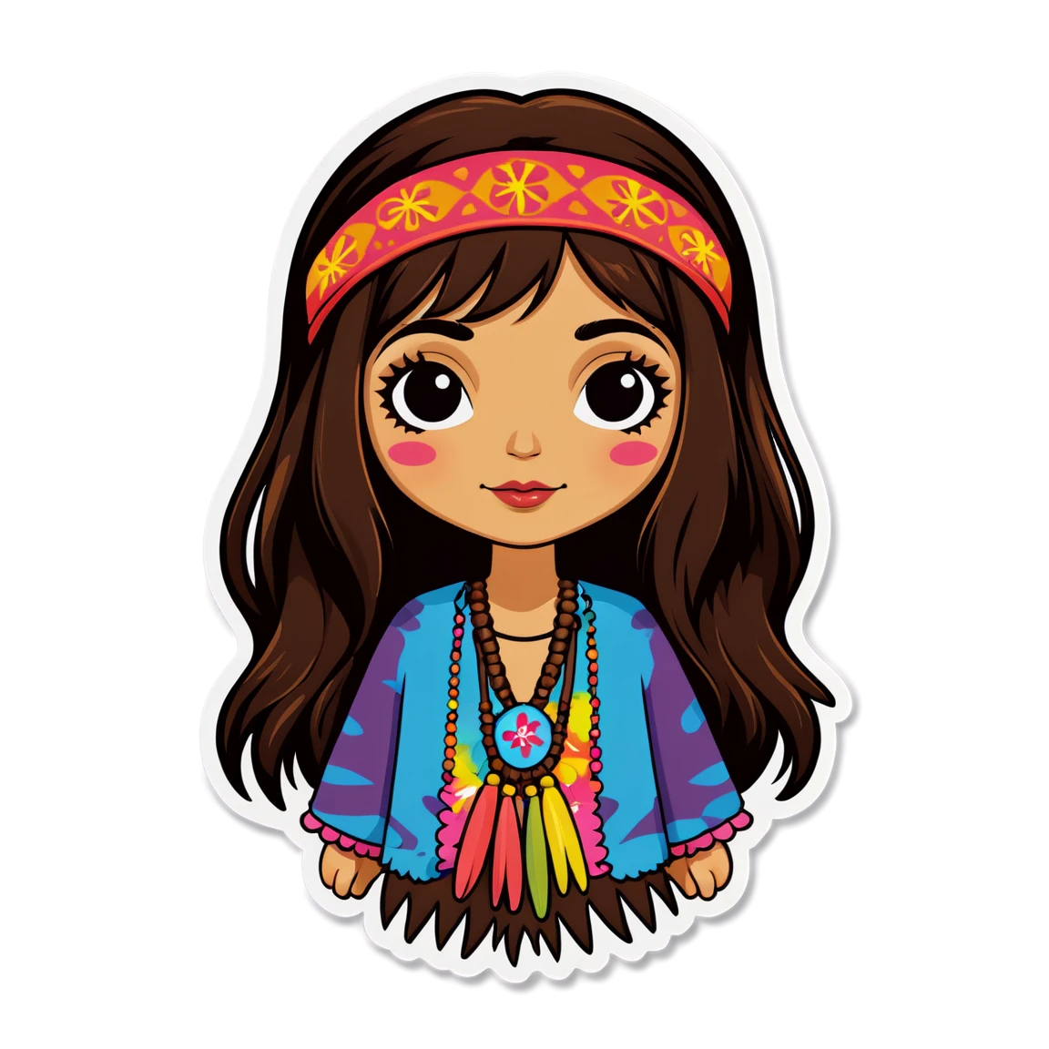 Hippie wearing fringe, stylish stickers