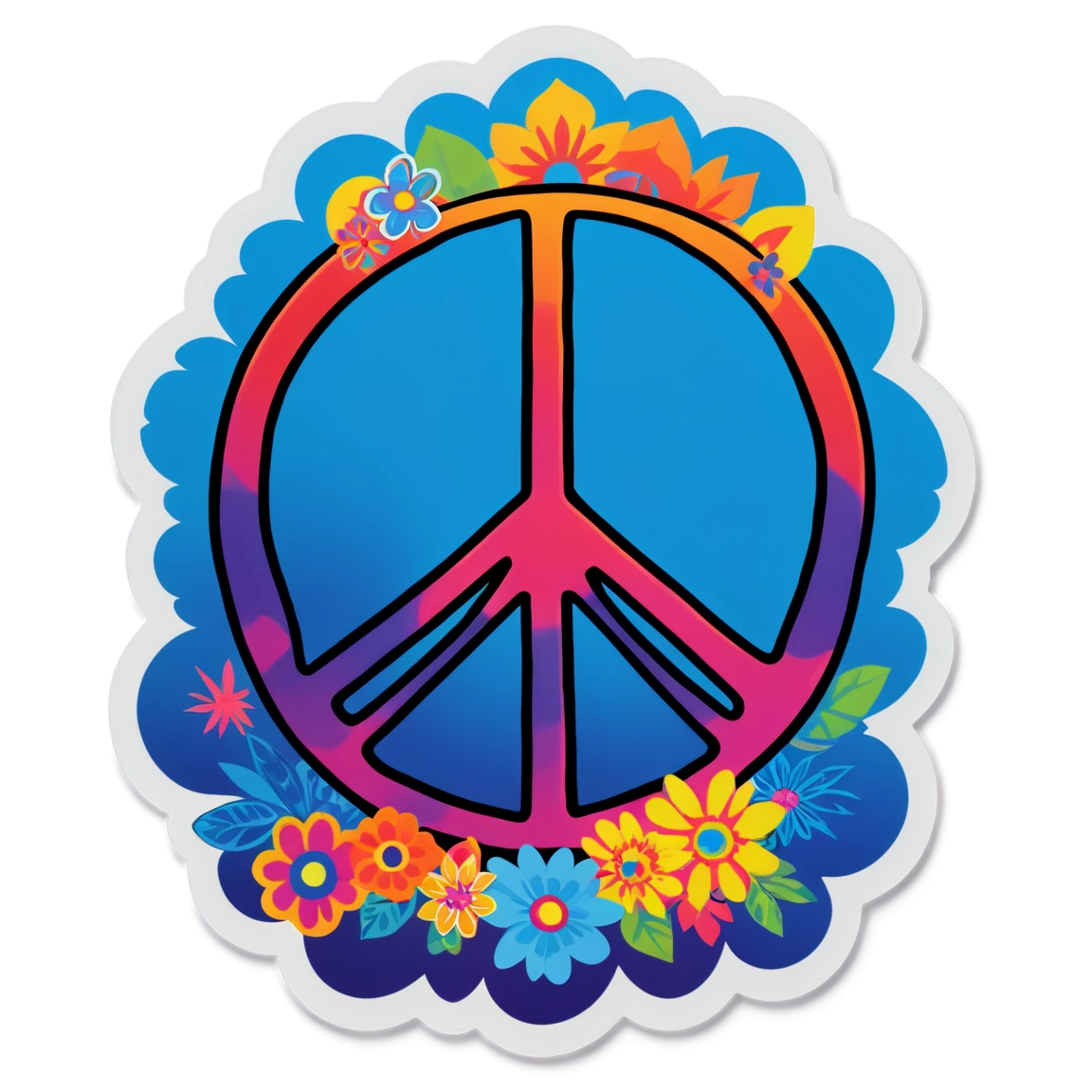 Hippie with peace sign, free spirit stickers