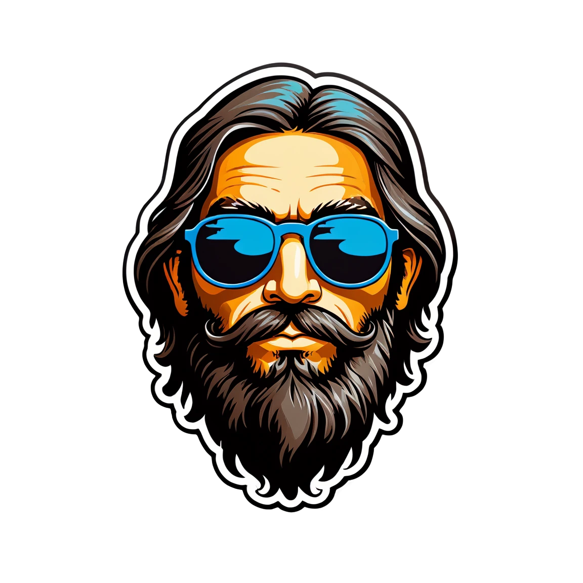 Hippie wearing sunglasses, cool stickers