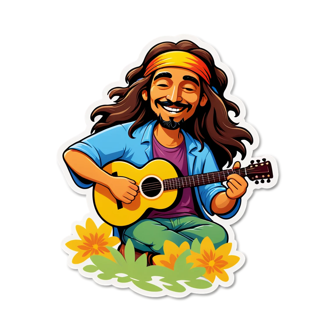 Hippie at a music festival, fun stickers