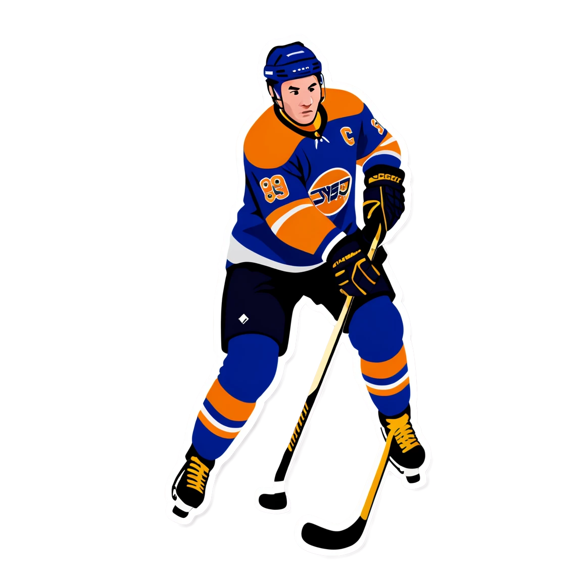 Hockey player with a stick, hockey sticker