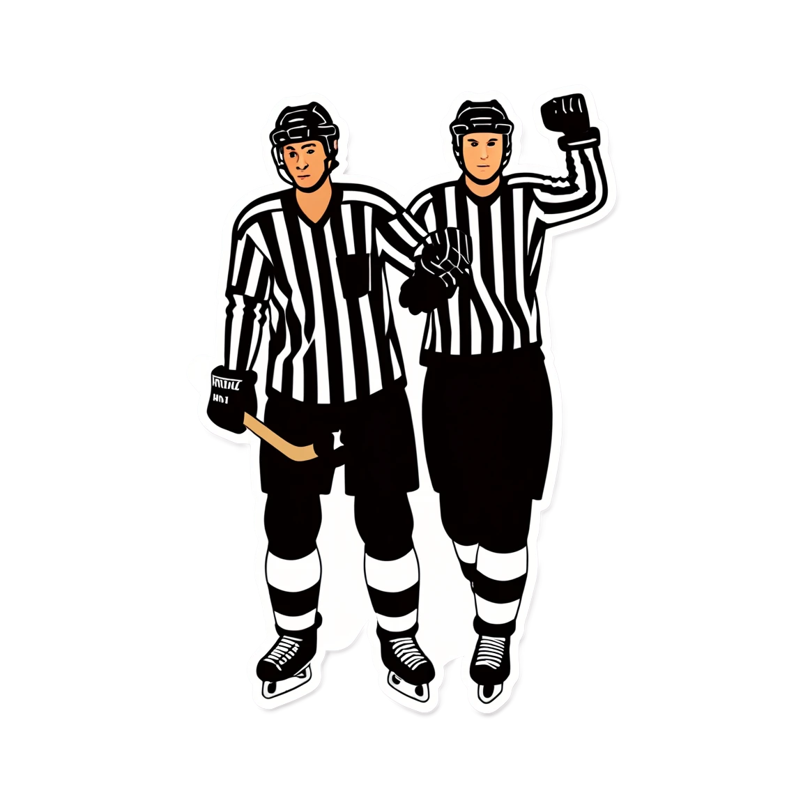 Hockey player with referee, hockey sticker