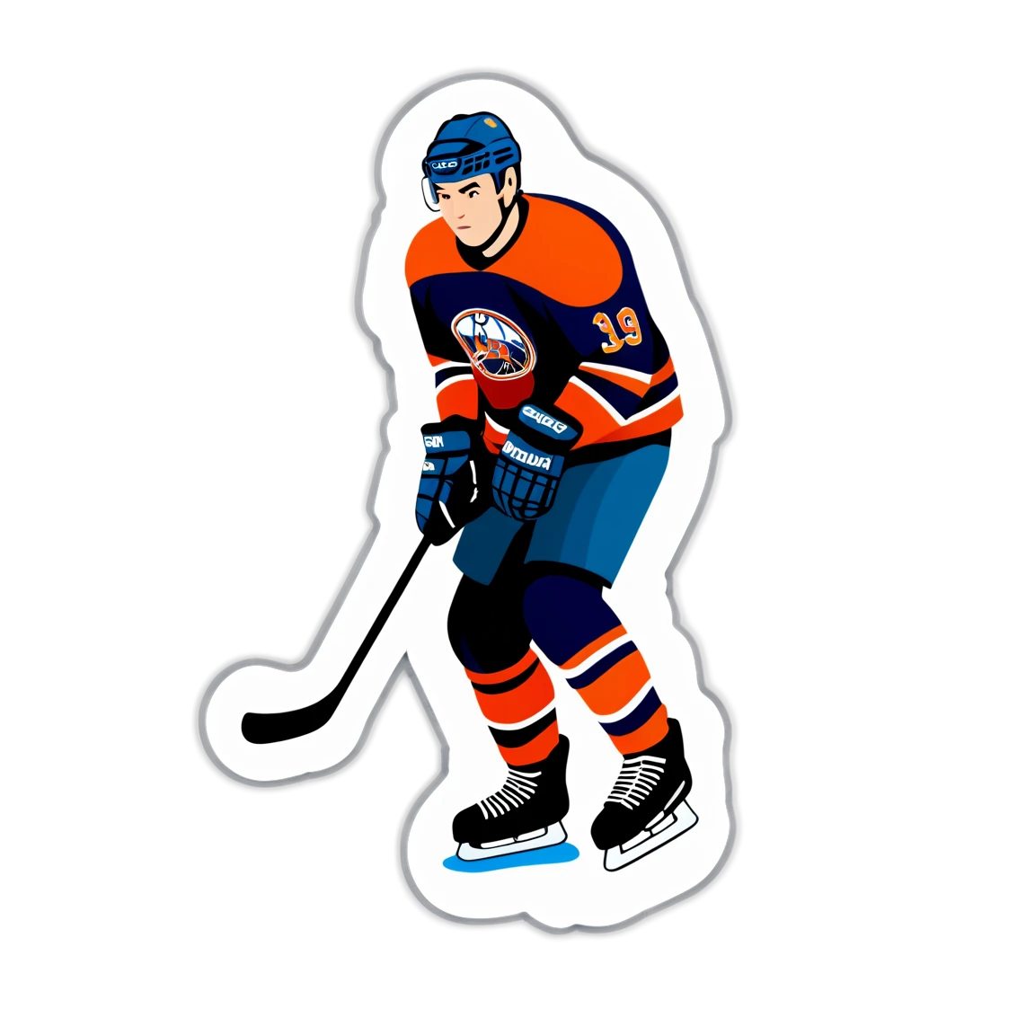 Hockey player on ice, hockey sticker