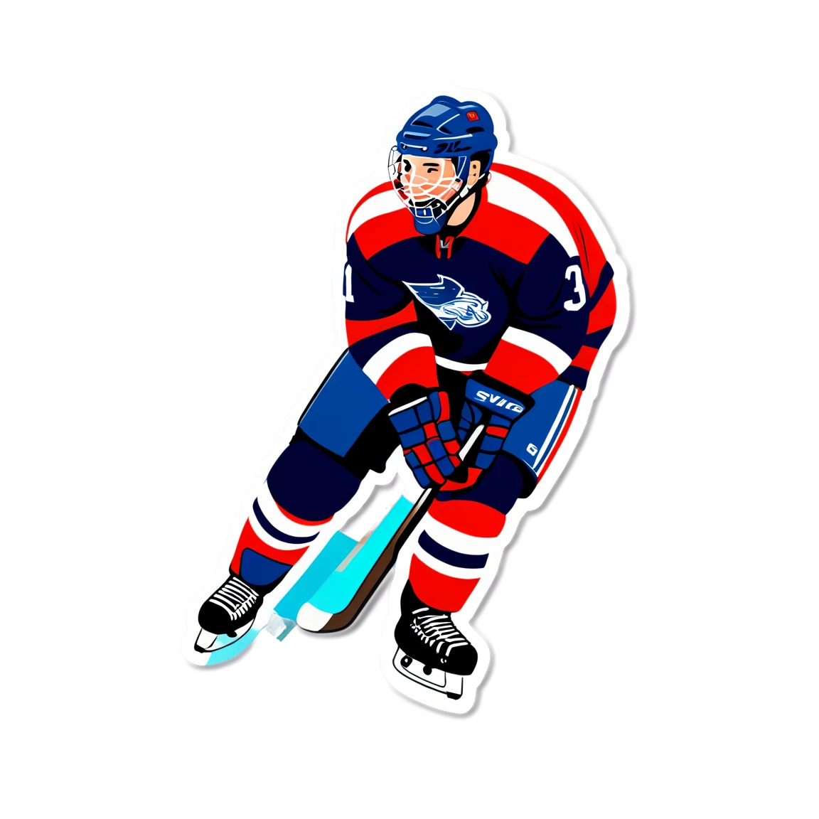 Hockey player goal celebration, hockey sticker