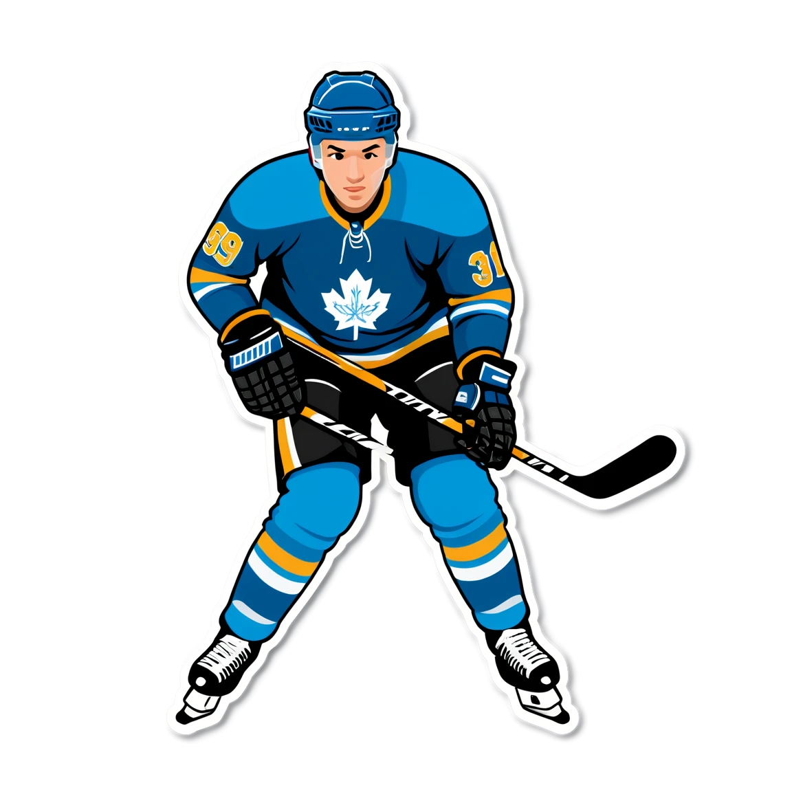 Hockey player with skates, hockey sticker