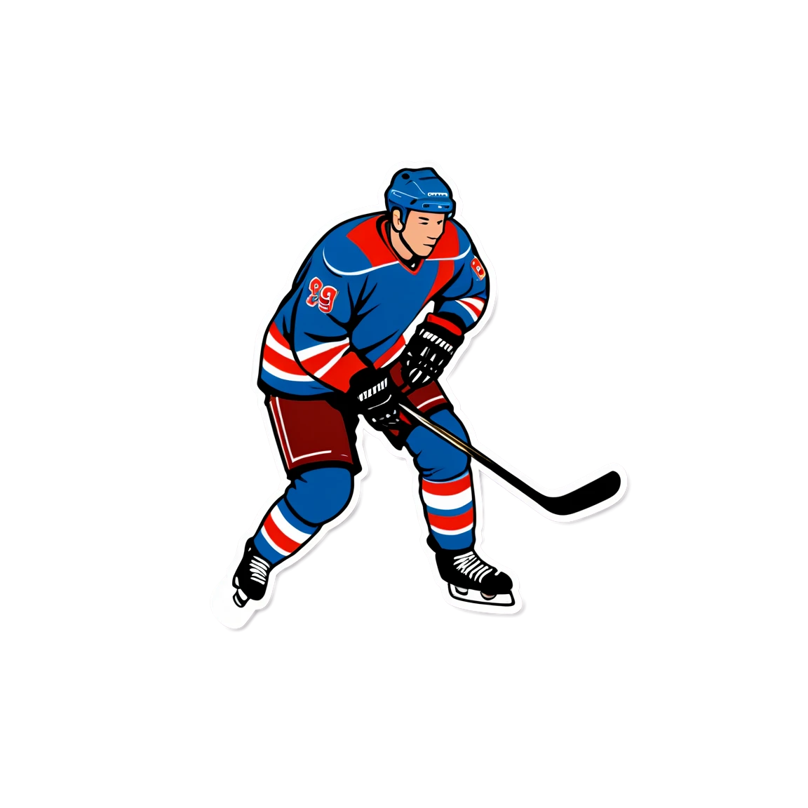 Hockey player with fans, hockey sticker