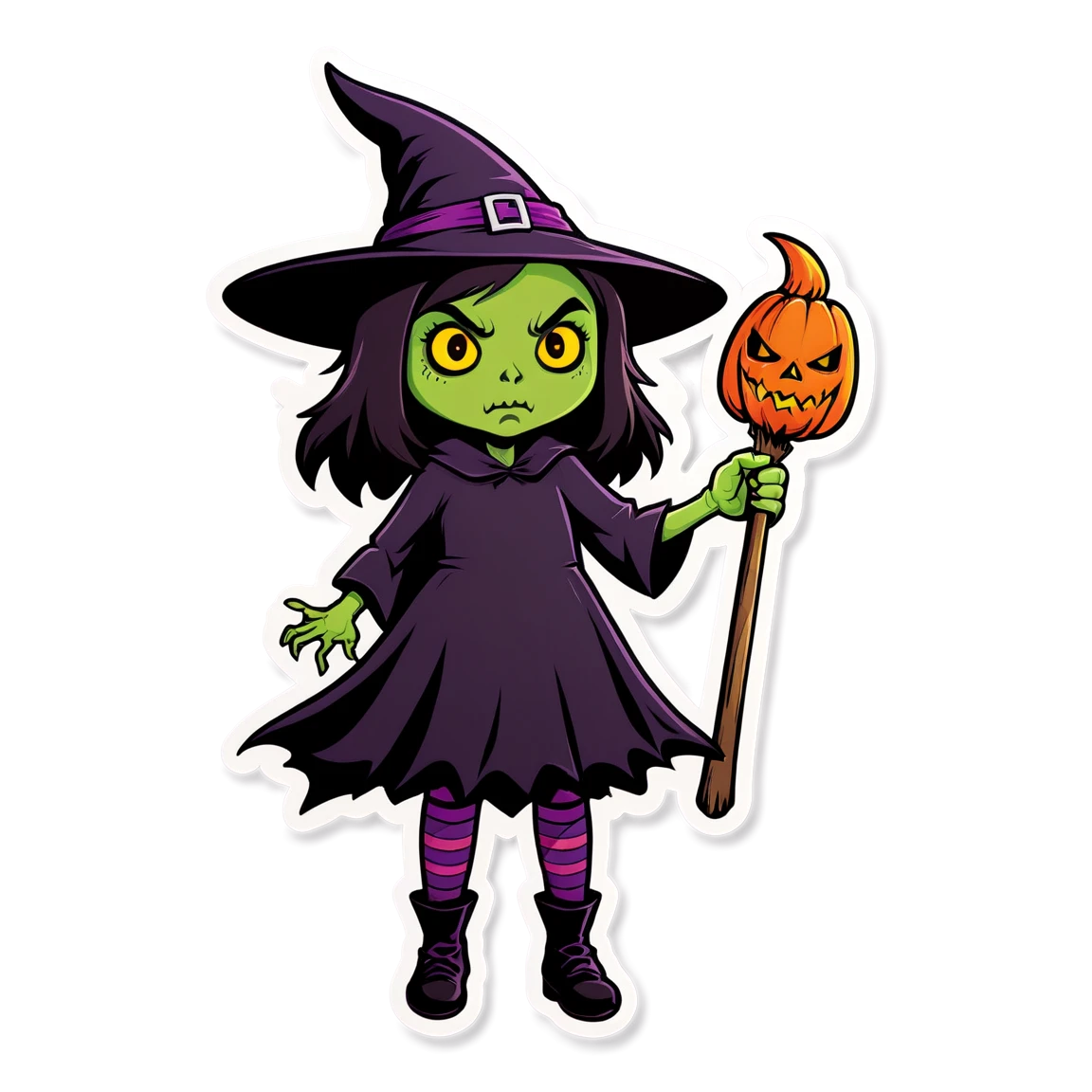 Horror sticker with a witch