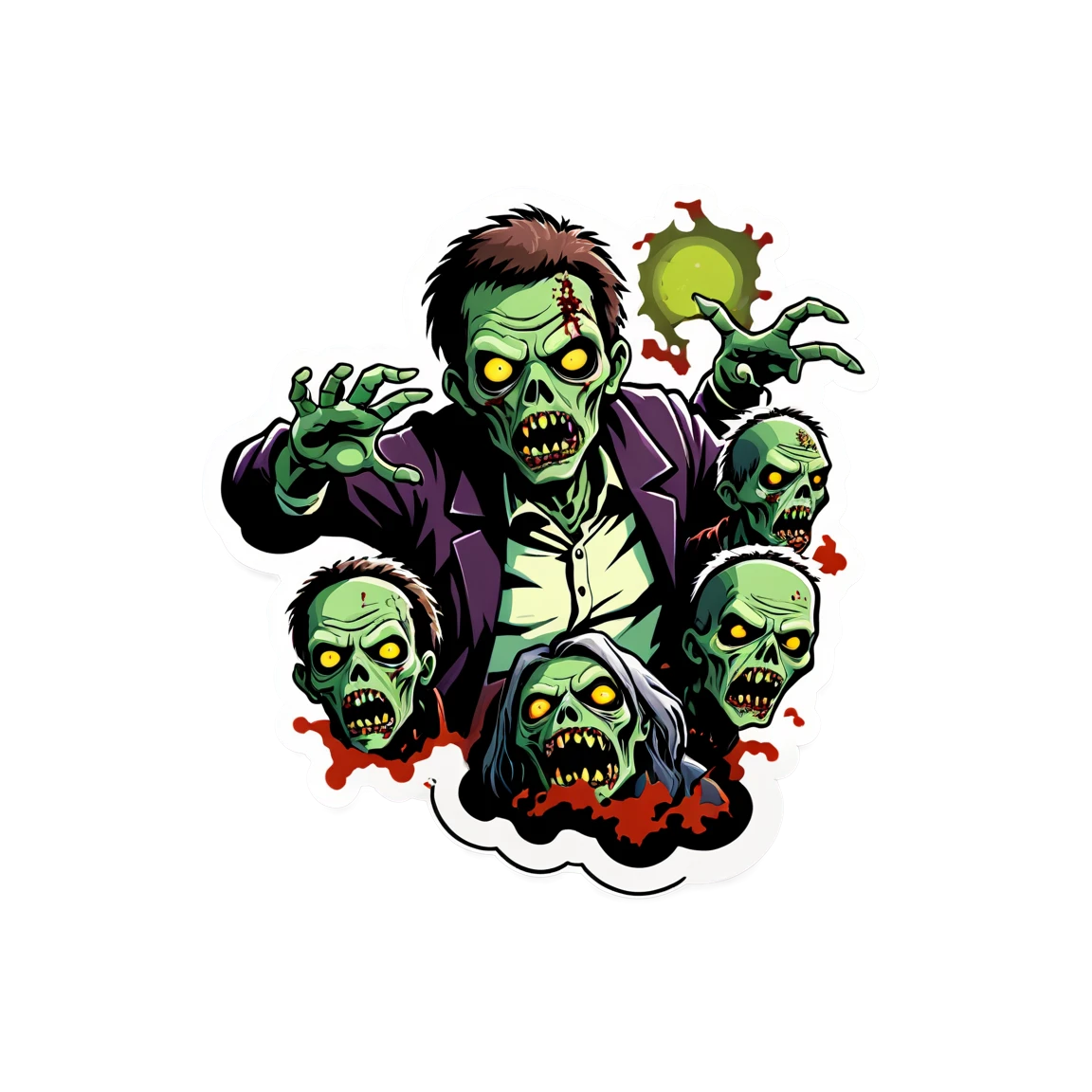 Horror sticker with zombies