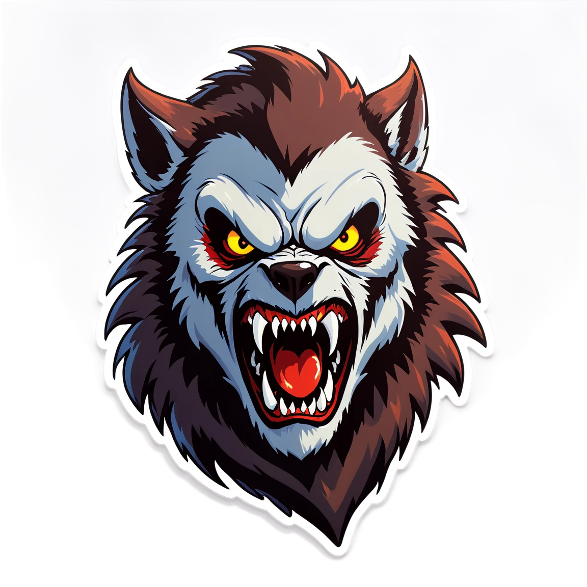 Horror sticker with a werewolf