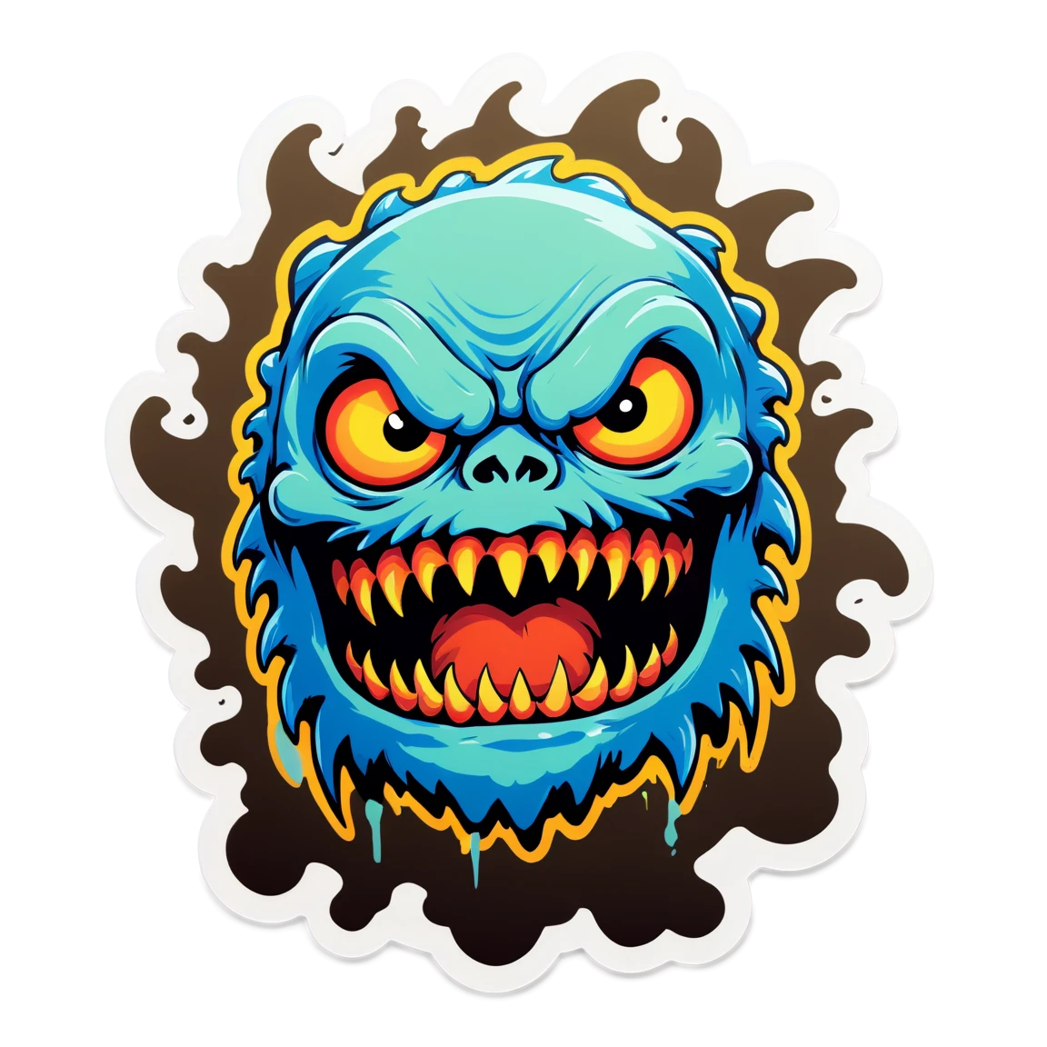 Horror sticker with a monster