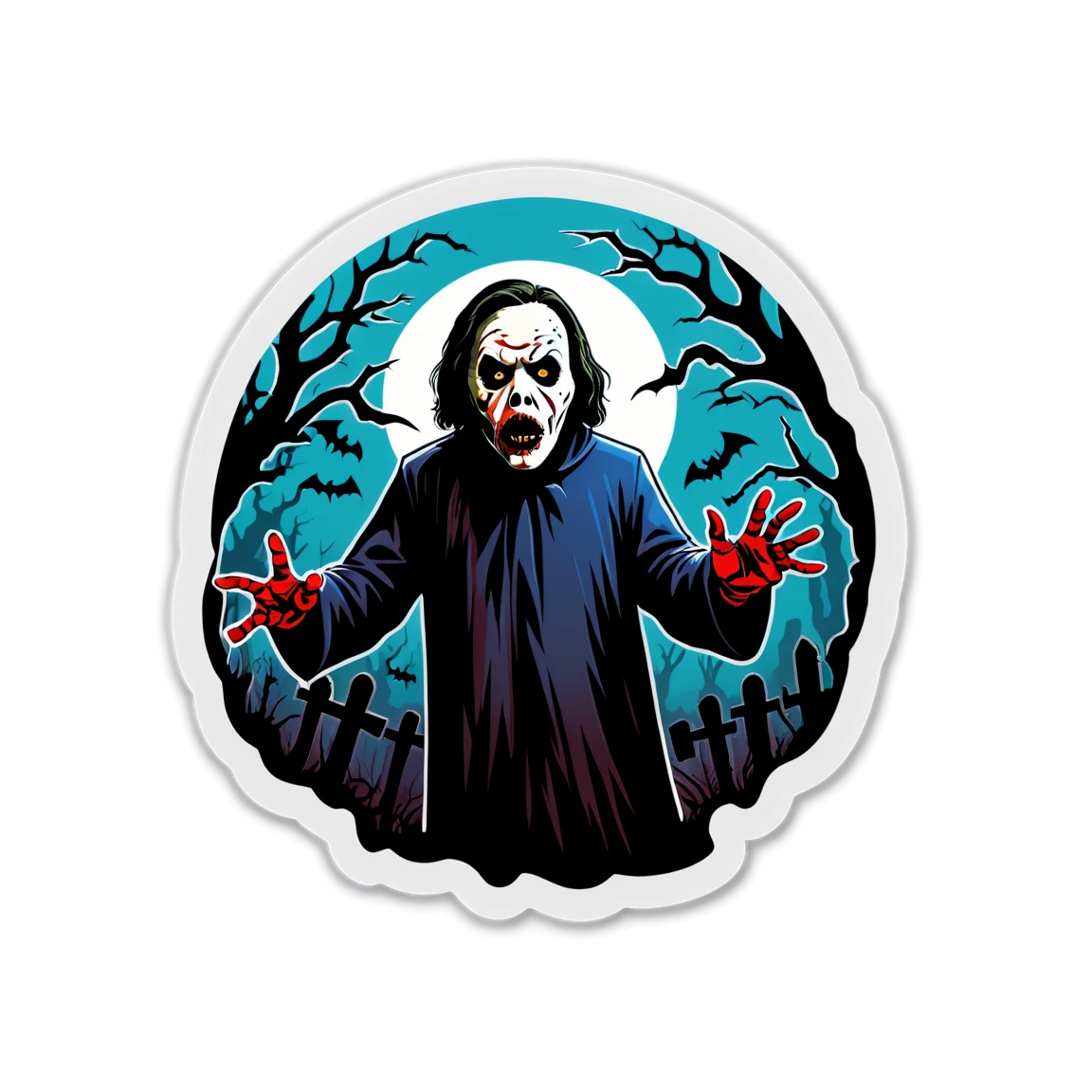 Horror sticker horror movie scene