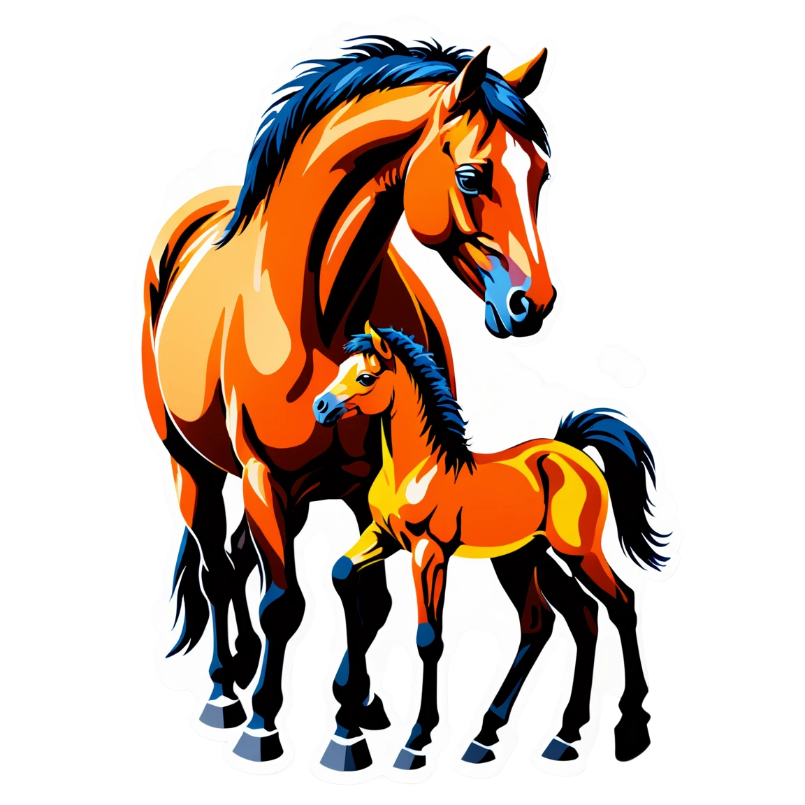 Horse with foal, horse sticker