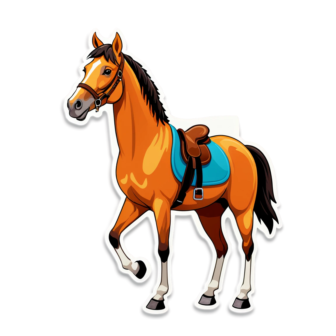 Horse with saddle, horse sticker