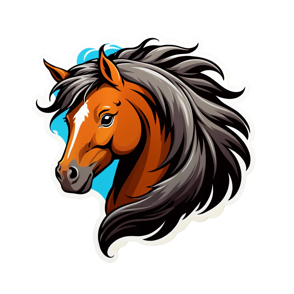 Horse with flowing mane, horse sticker