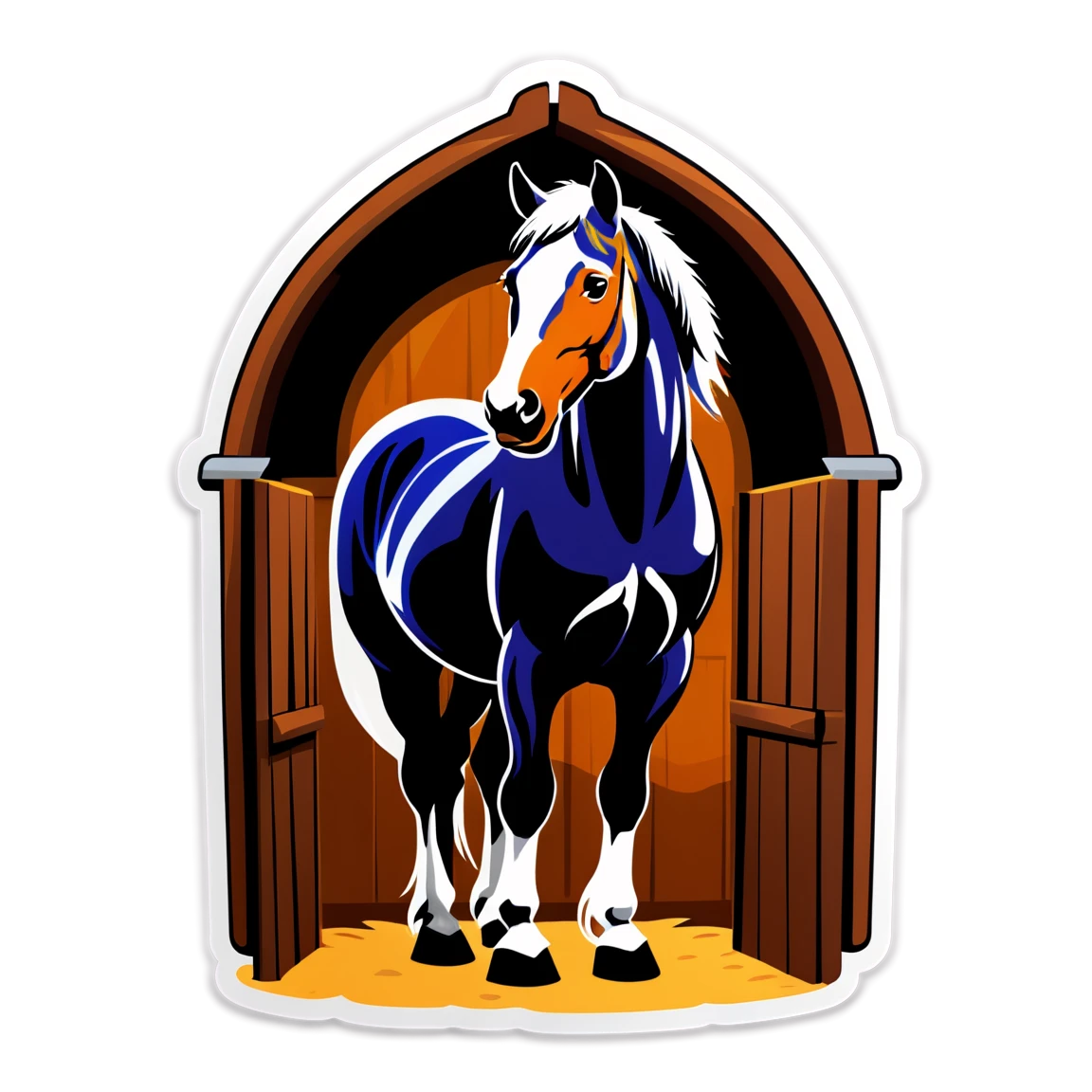 Horse in a stable, horse sticker