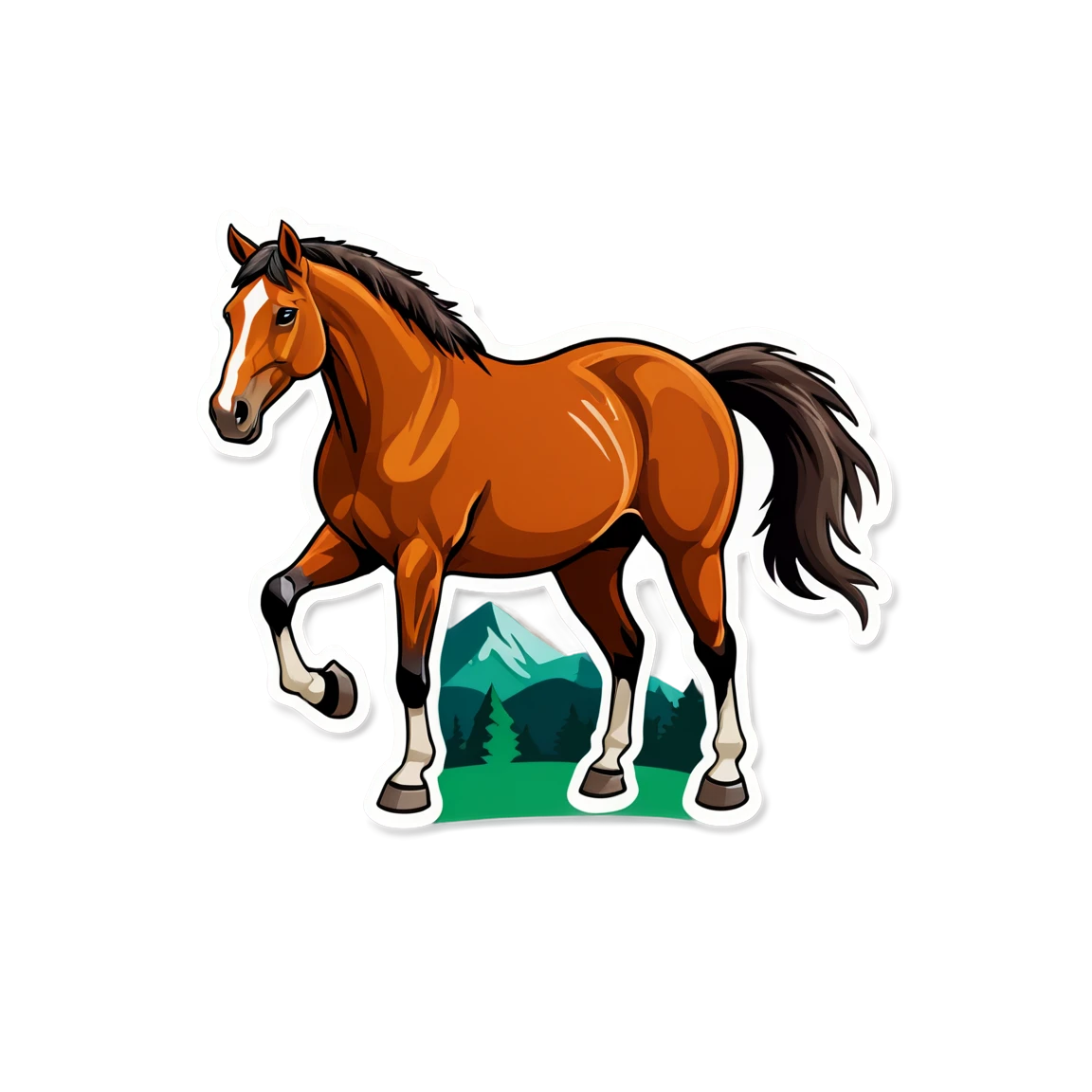 Horse with ranch background, horse sticker