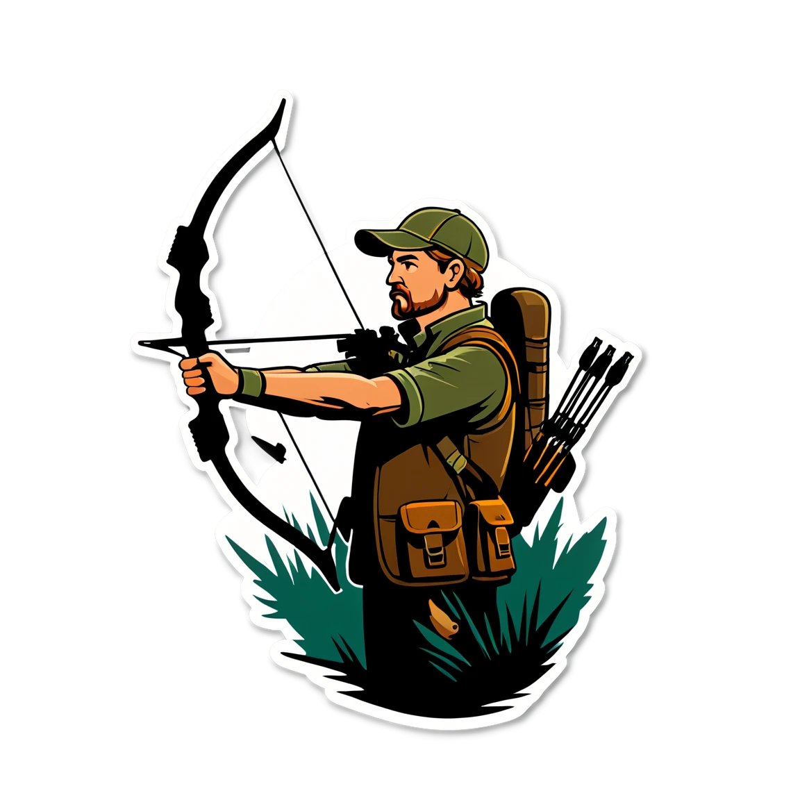 Hunting with bow, hunter sticker, hunting sticker