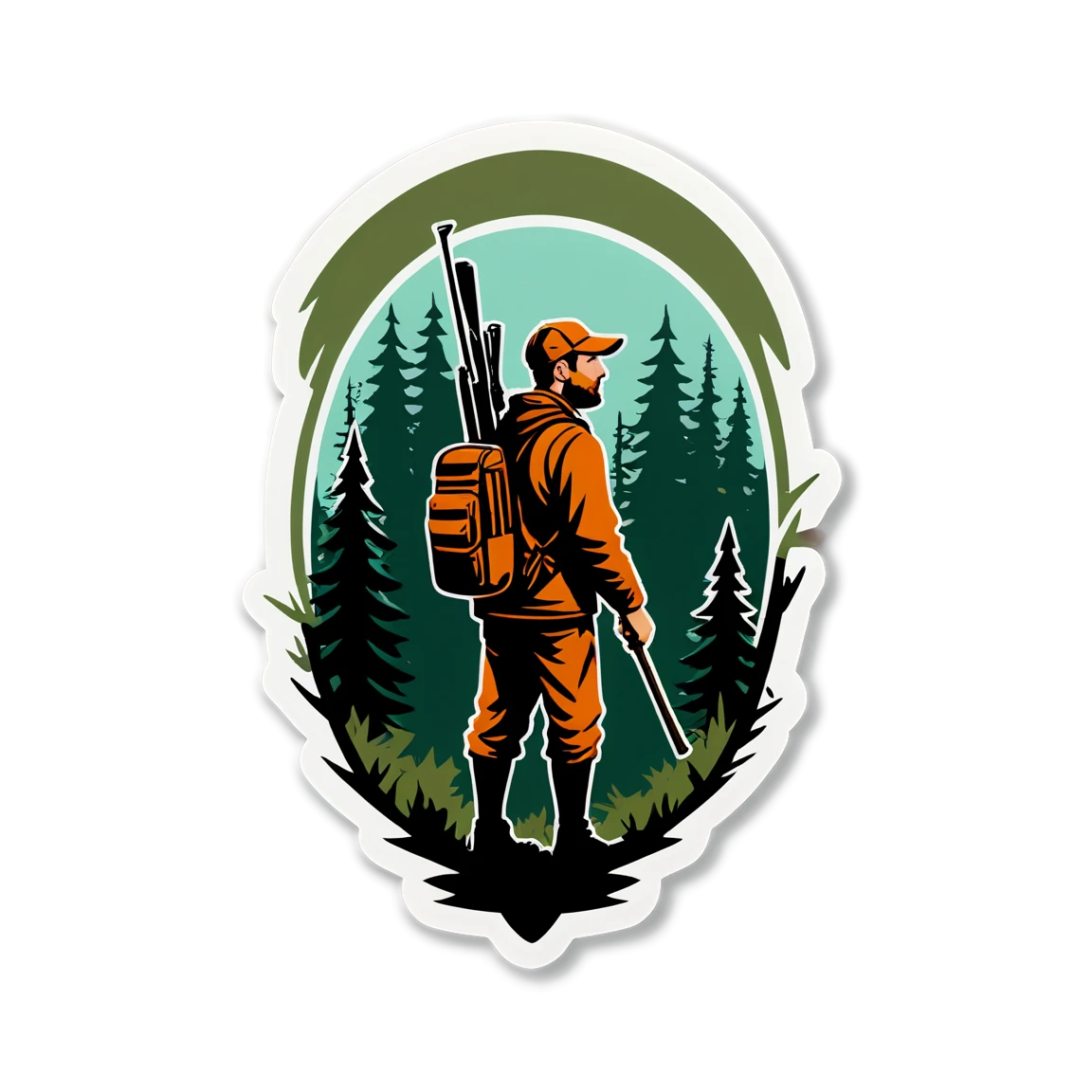 Hunting by the forest, hunter sticker, hunting sticker