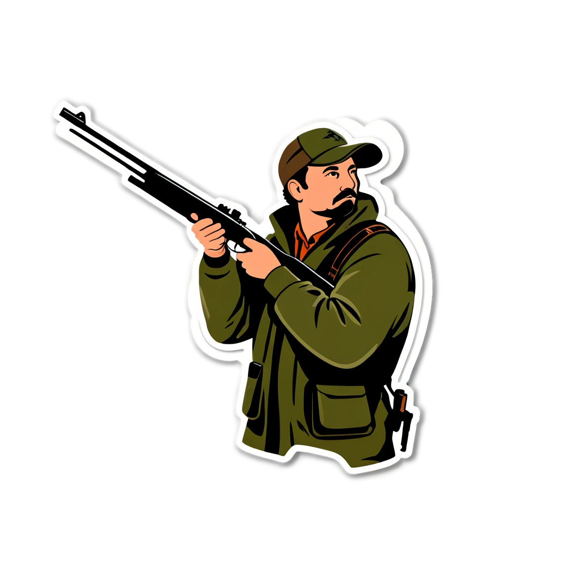 Hunting with a rifle, hunter sticker, hunting sticker