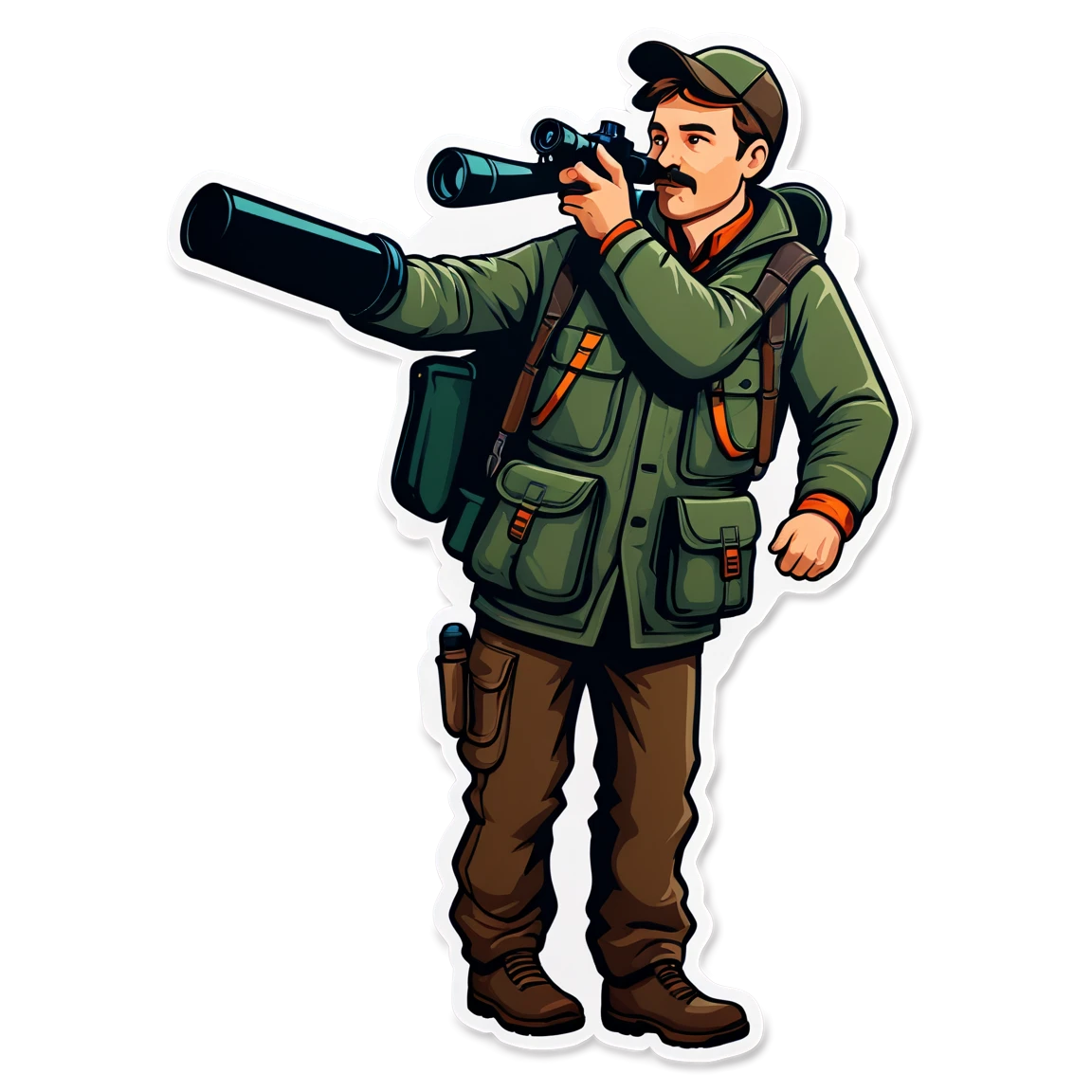 Hunting with binoculars, hunter sticker, hunting sticker