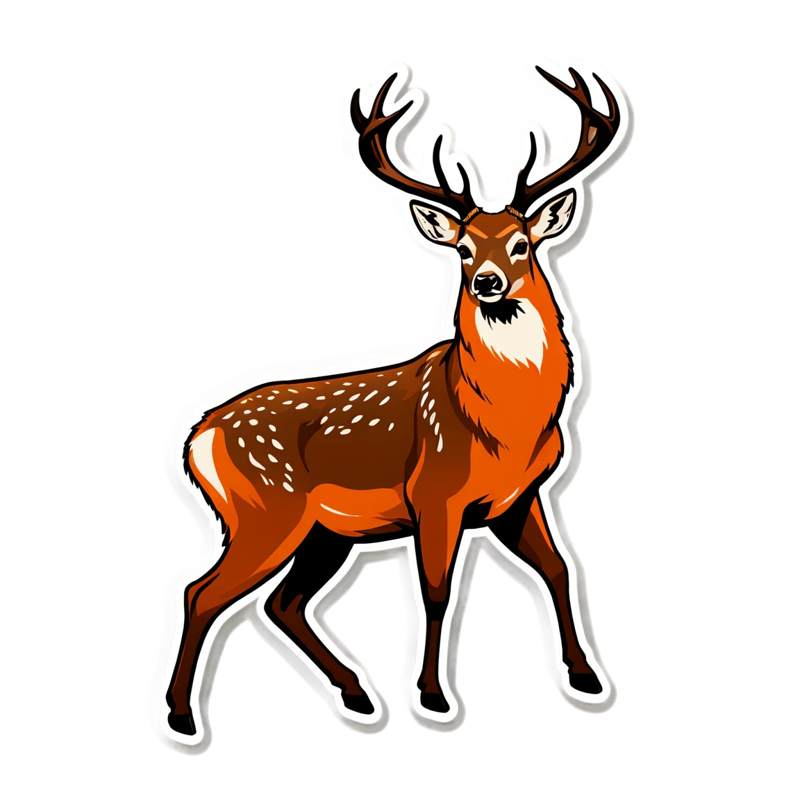 Hunting with a deer, hunter, hunting sticker