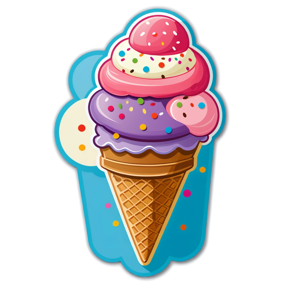 Ice cream with sprinkles, ice cream sticker