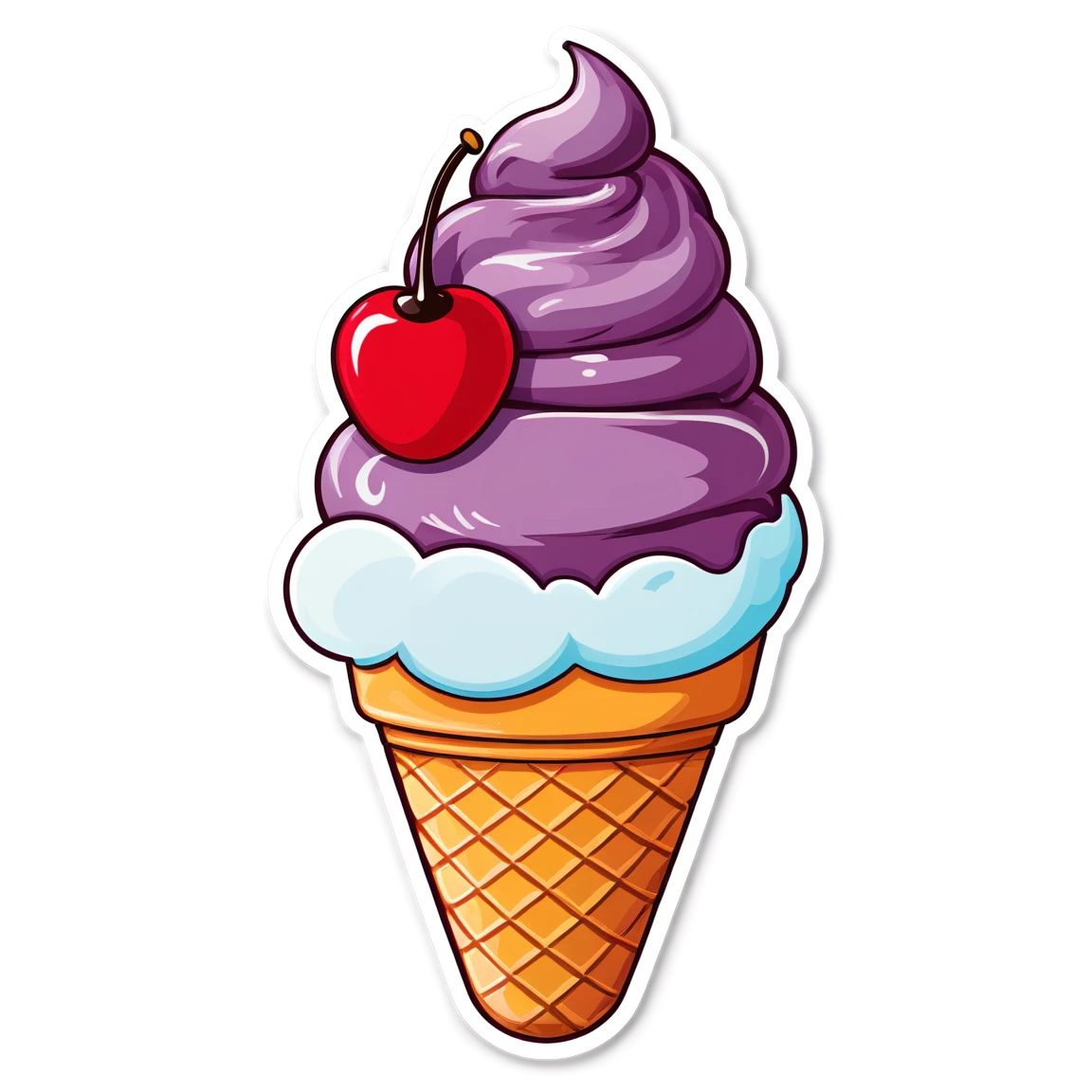 Ice cream with cherry on top, ice cream sticker