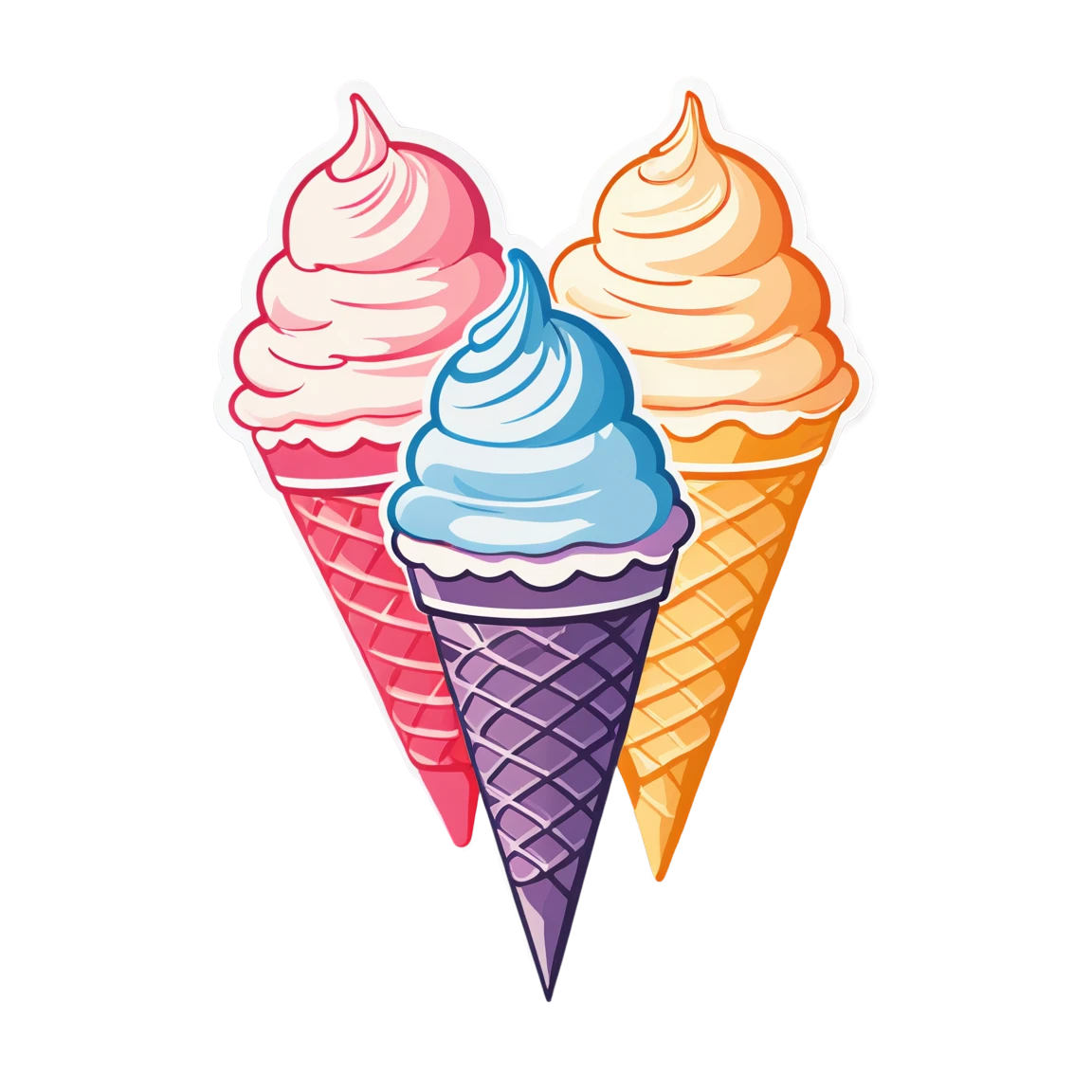 Double scoop ice cream, ice cream sticker