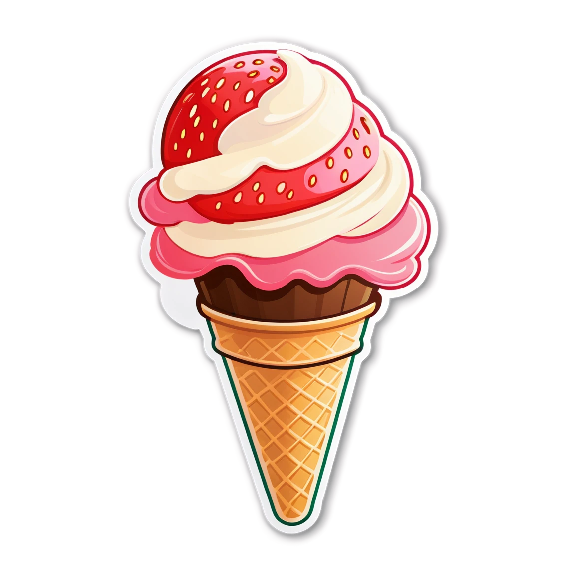 Strawberry ice cream, ice cream sticker