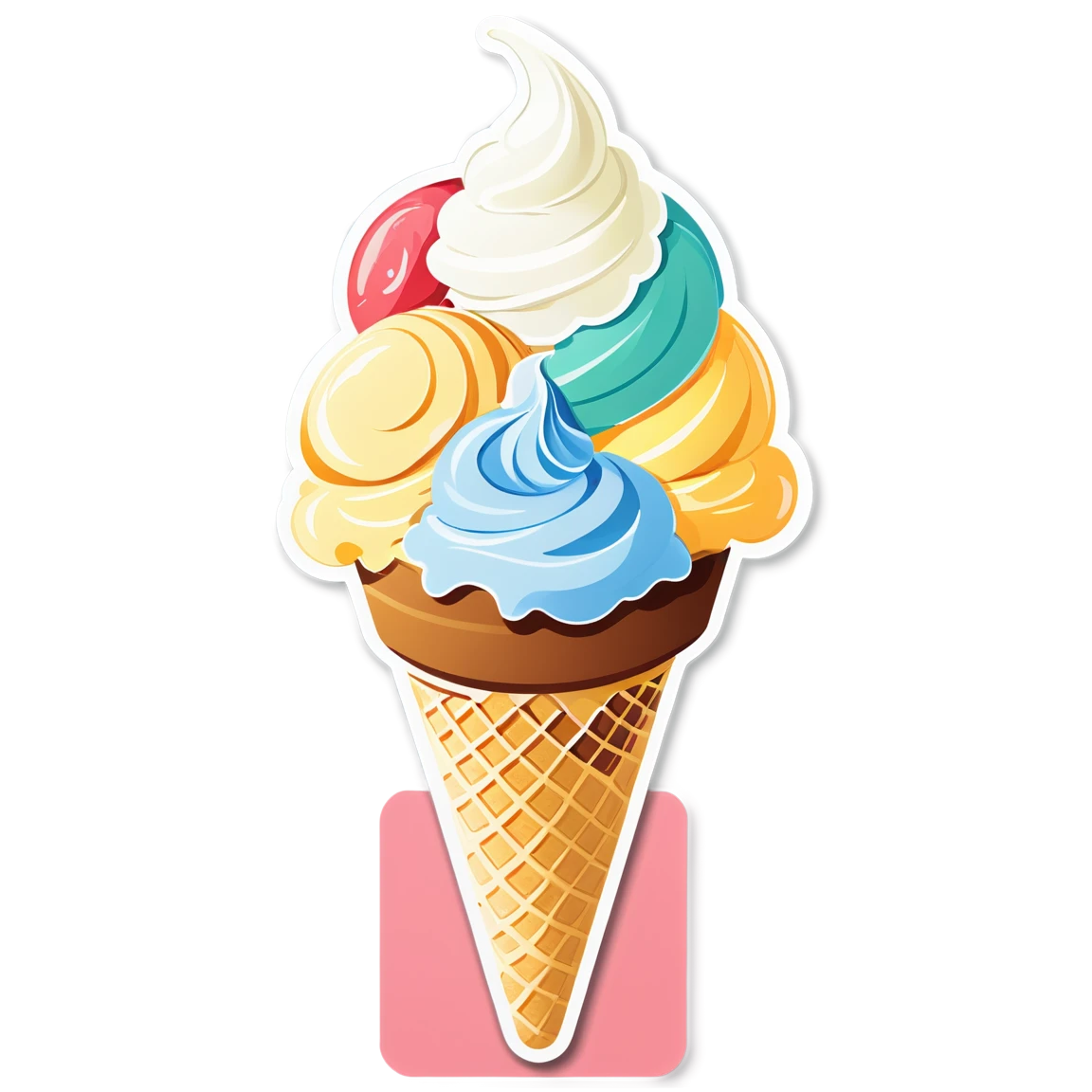 Ice cream with whipped cream, ice cream sticker