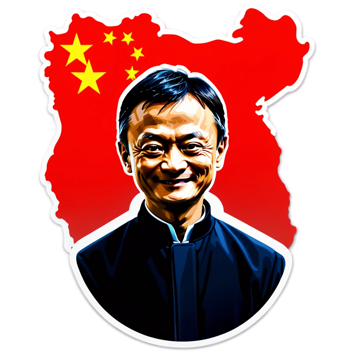 Jack Ma with backdrop of China, Jack Ma sticker