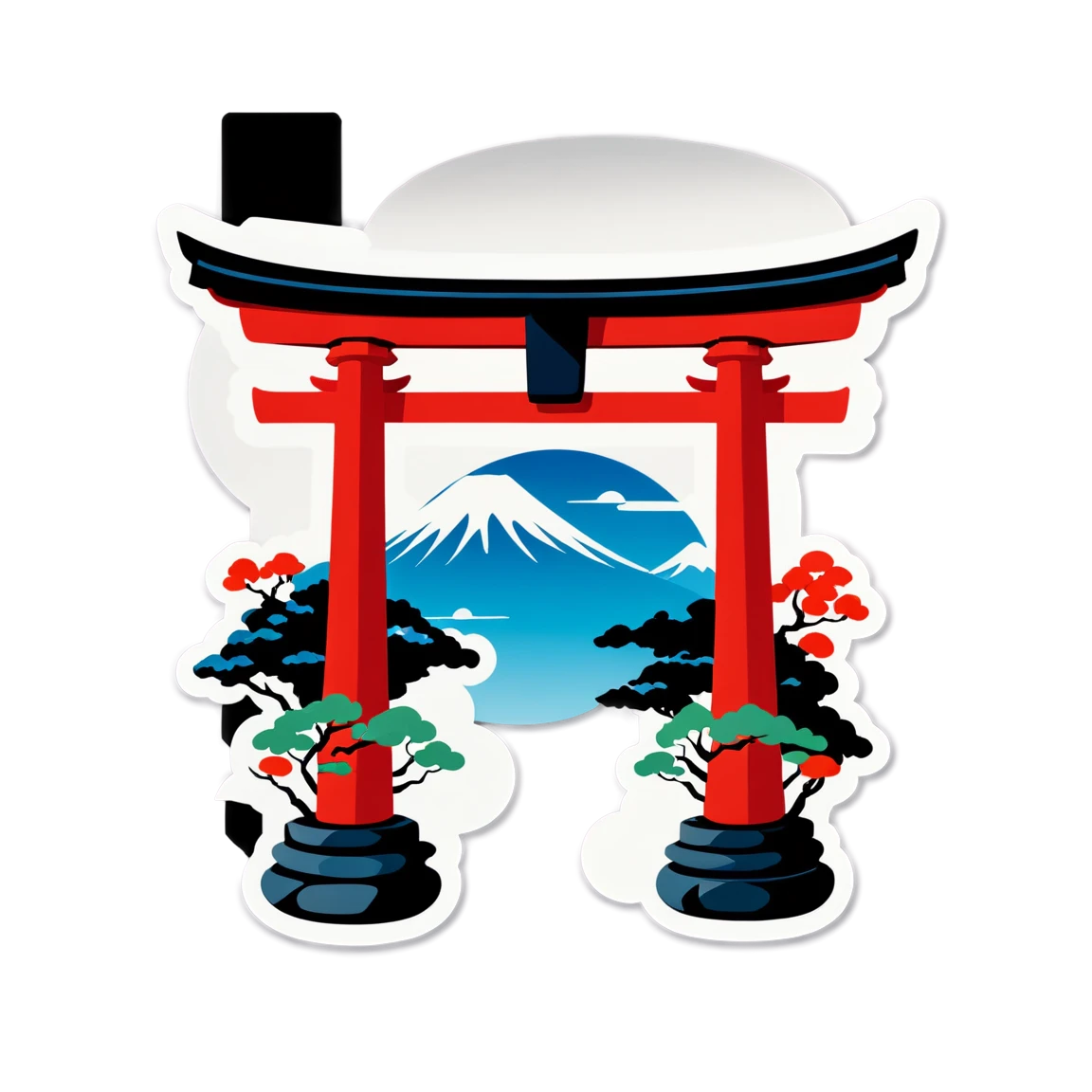 Japanese sticker with torii gate