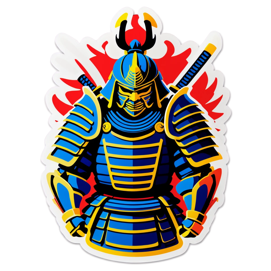 Japanese sticker with samurai armor