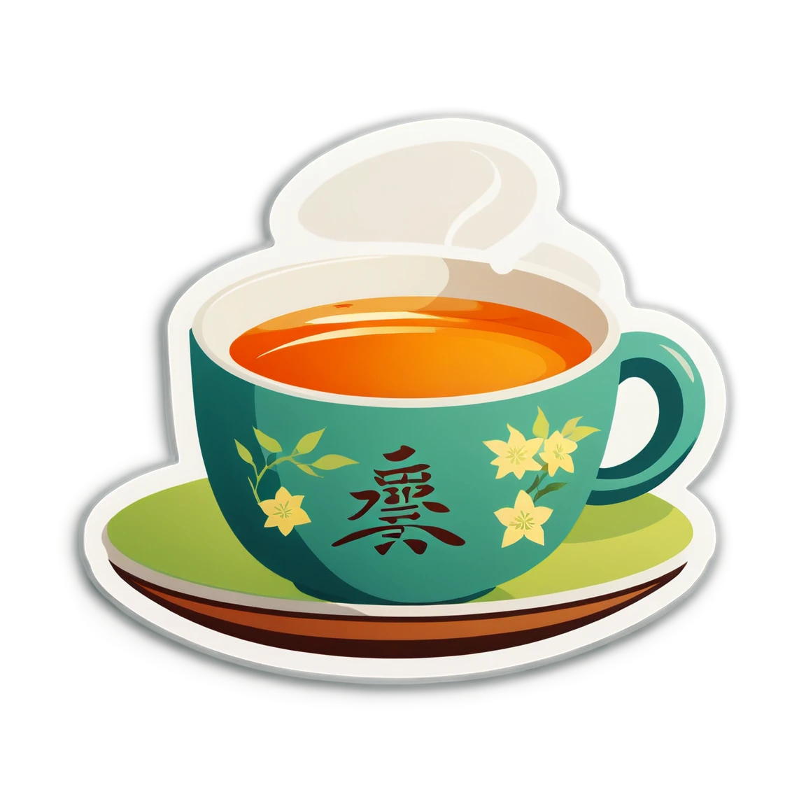 Japanese sticker with tea cup