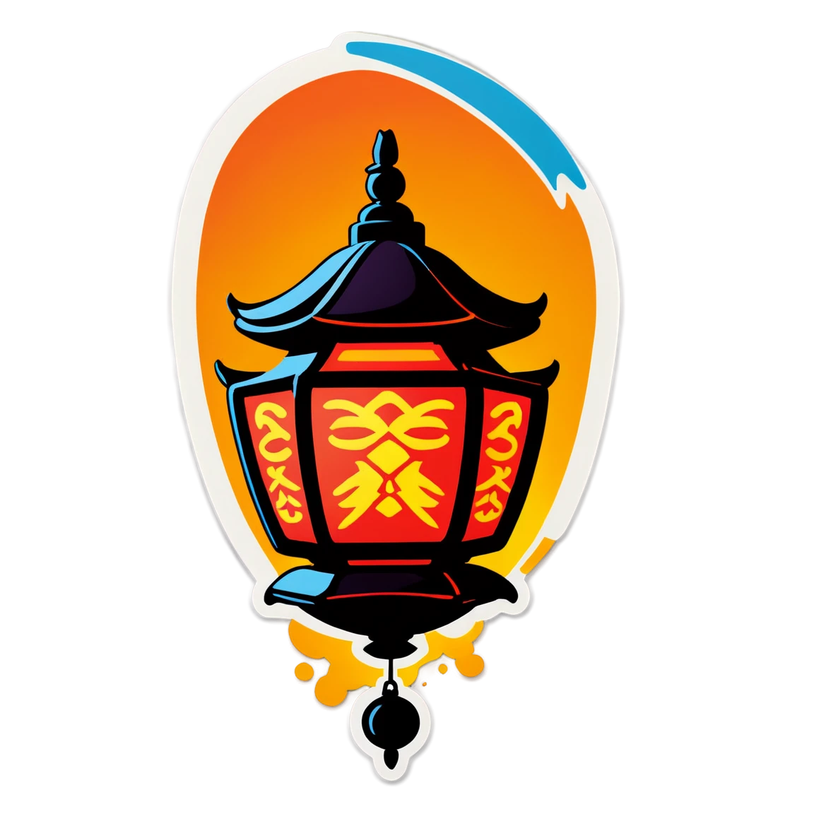 Japanese sticker with lantern