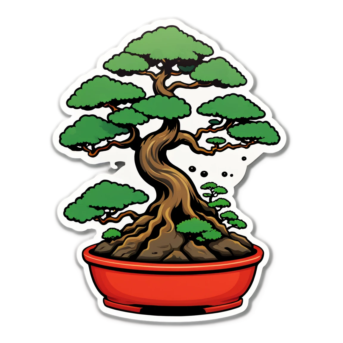 Japanese sticker with bonsai tree