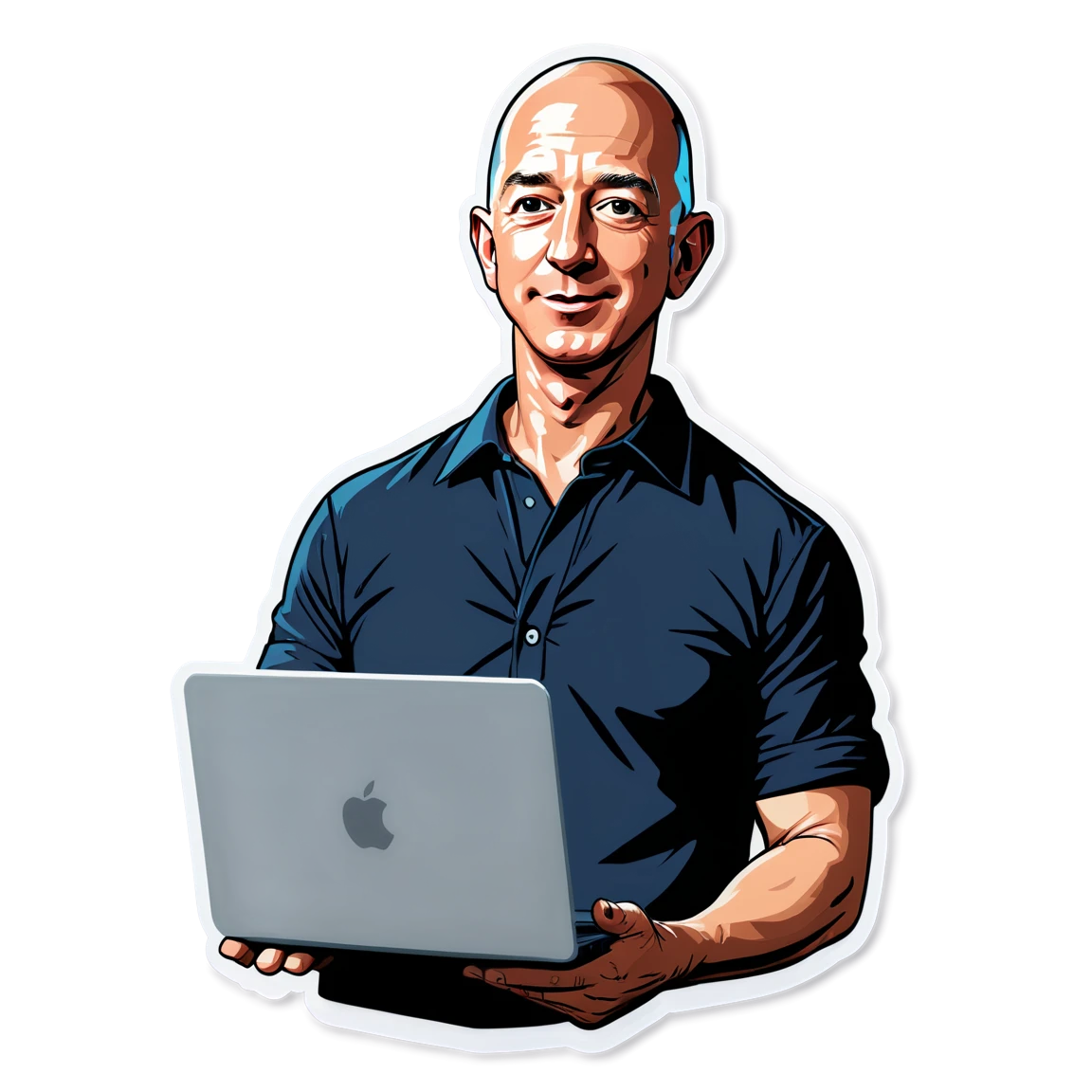 Jeff Bezos with laptop, entrepreneur sticker, Jeff Bezos sticker