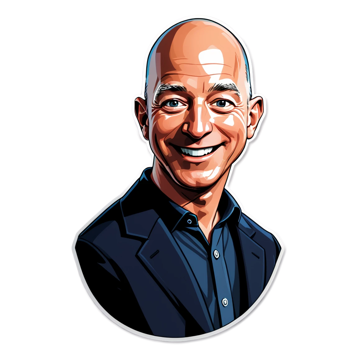 Jeff Bezos smiling, entrepreneur sticker, Jeff Bezos sticker