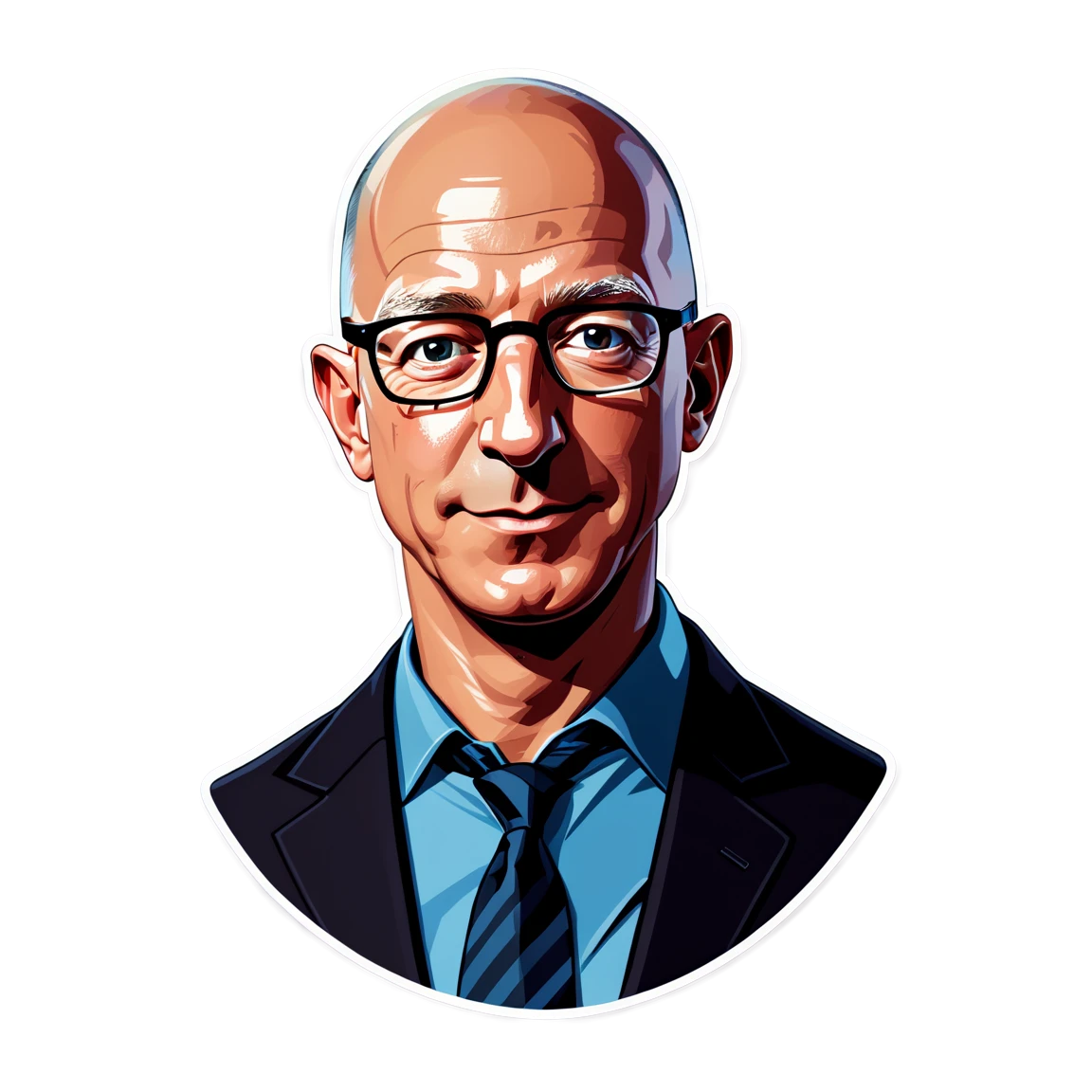 Jeff Bezos with glasses, entrepreneur sticker, Jeff Bezos sticker