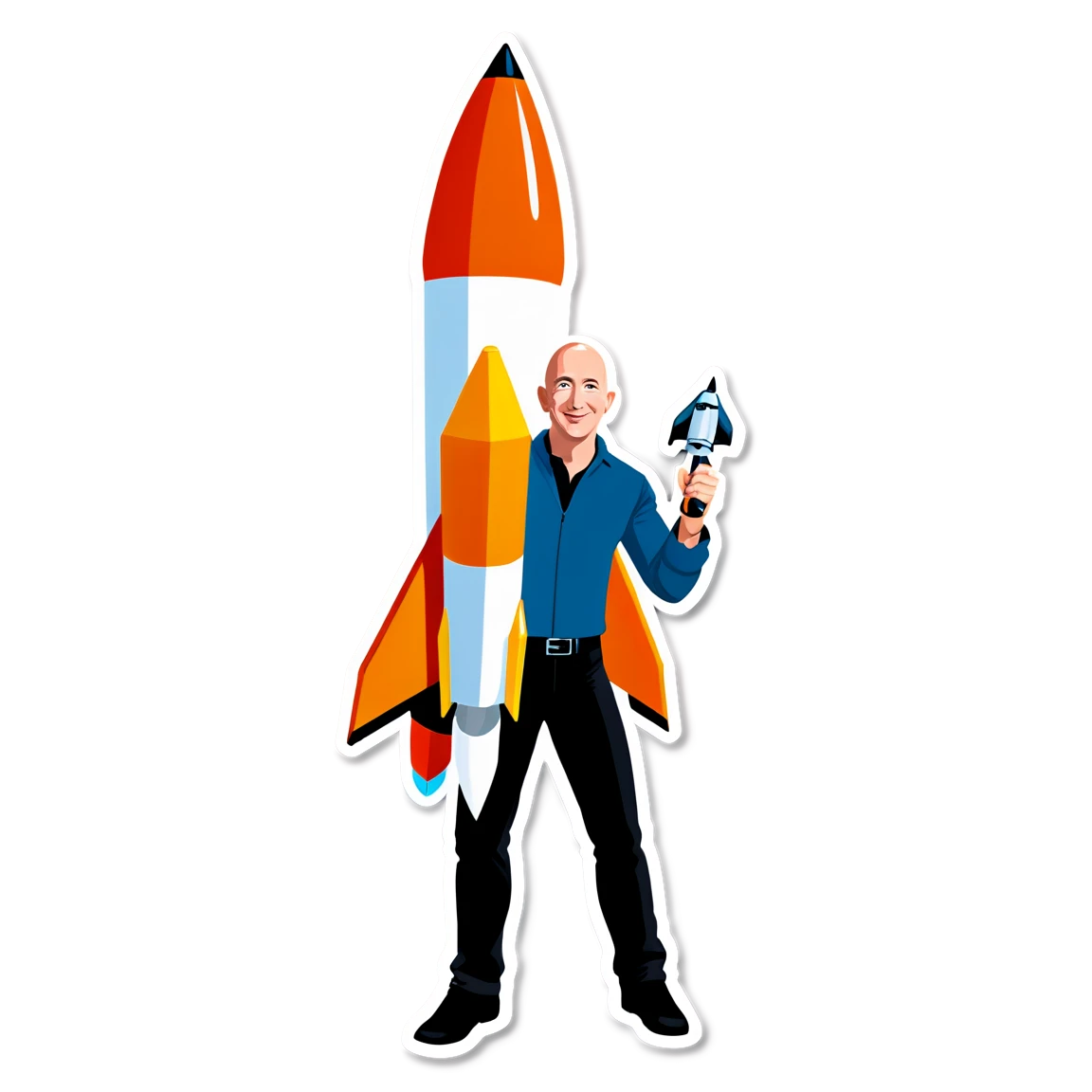 Jeff Bezos with rocket, entrepreneur sticker, Jeff Bezos sticker