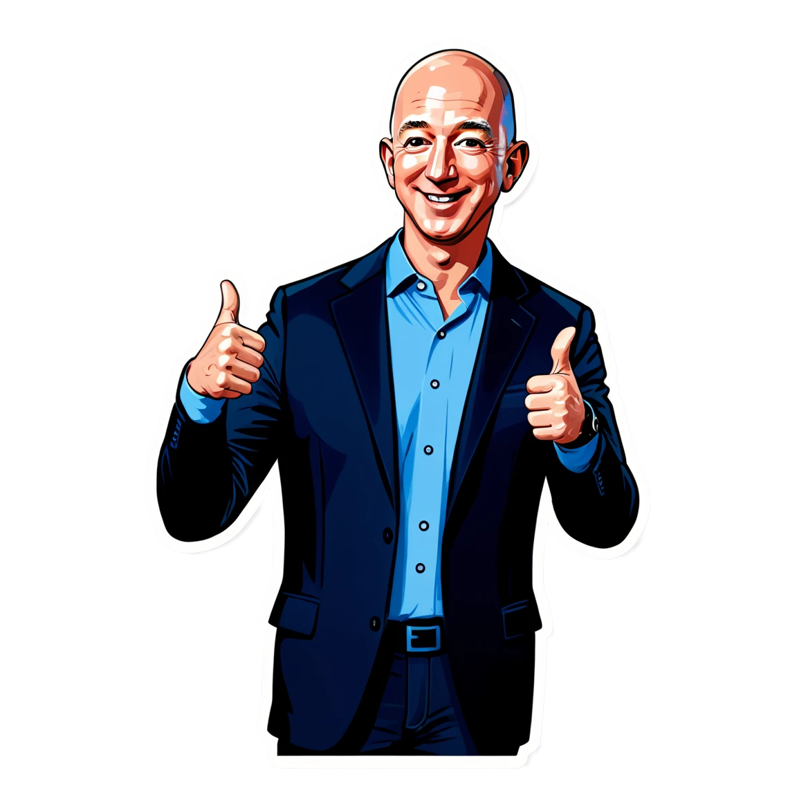 Jeff Bezos giving thumbs up, entrepreneur sticker, Jeff Bezos sticker