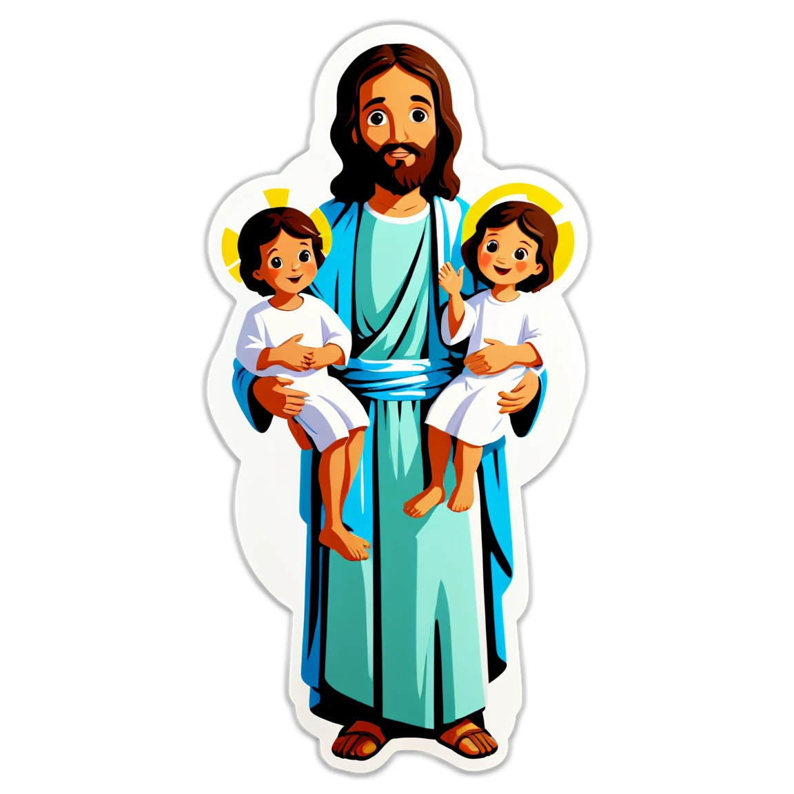 Jesus sticker with children