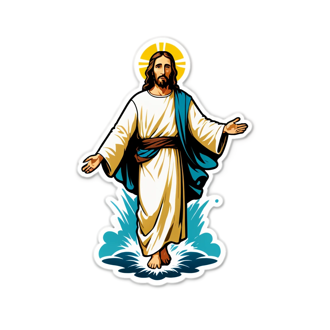 Jesus sticker walking on water