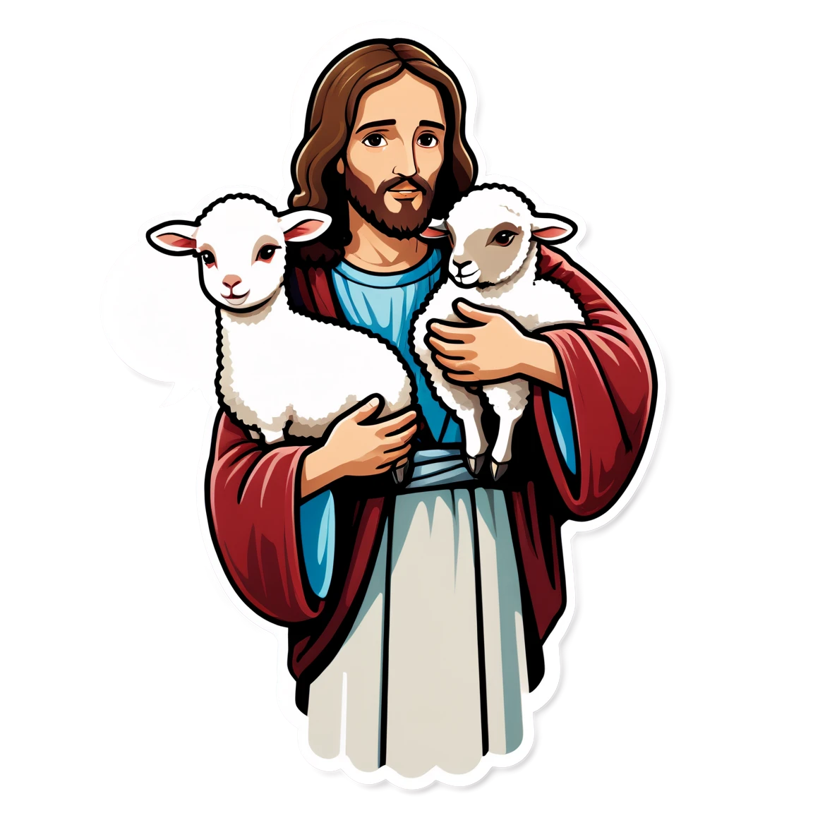 Jesus sticker holding a lamb