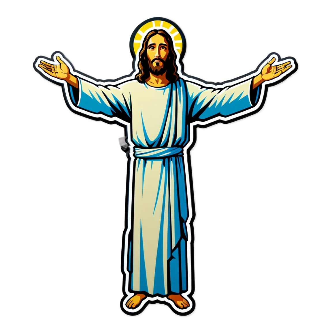 Jesus sticker with outstretched arms