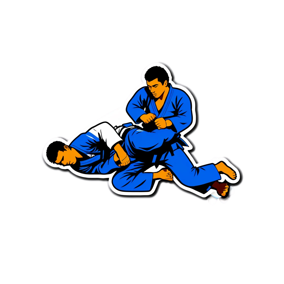 Jiu Jitsu in a sparring session, martial arts sticker, Jiu Jitsu sticker