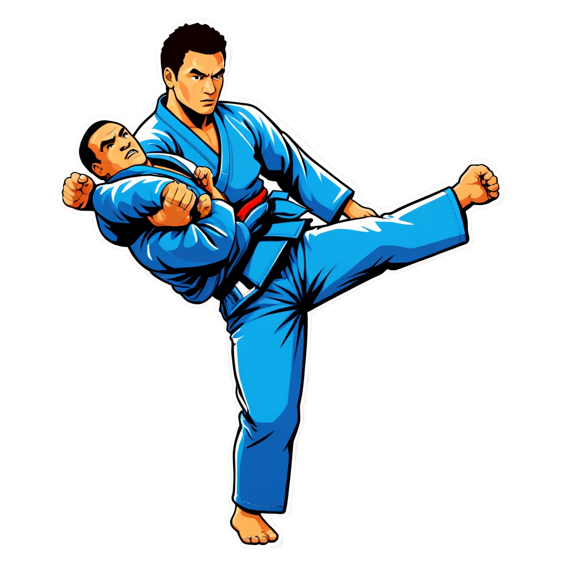 Jiu Jitsu executing a throw, martial arts sticker, Jiu Jitsu sticker