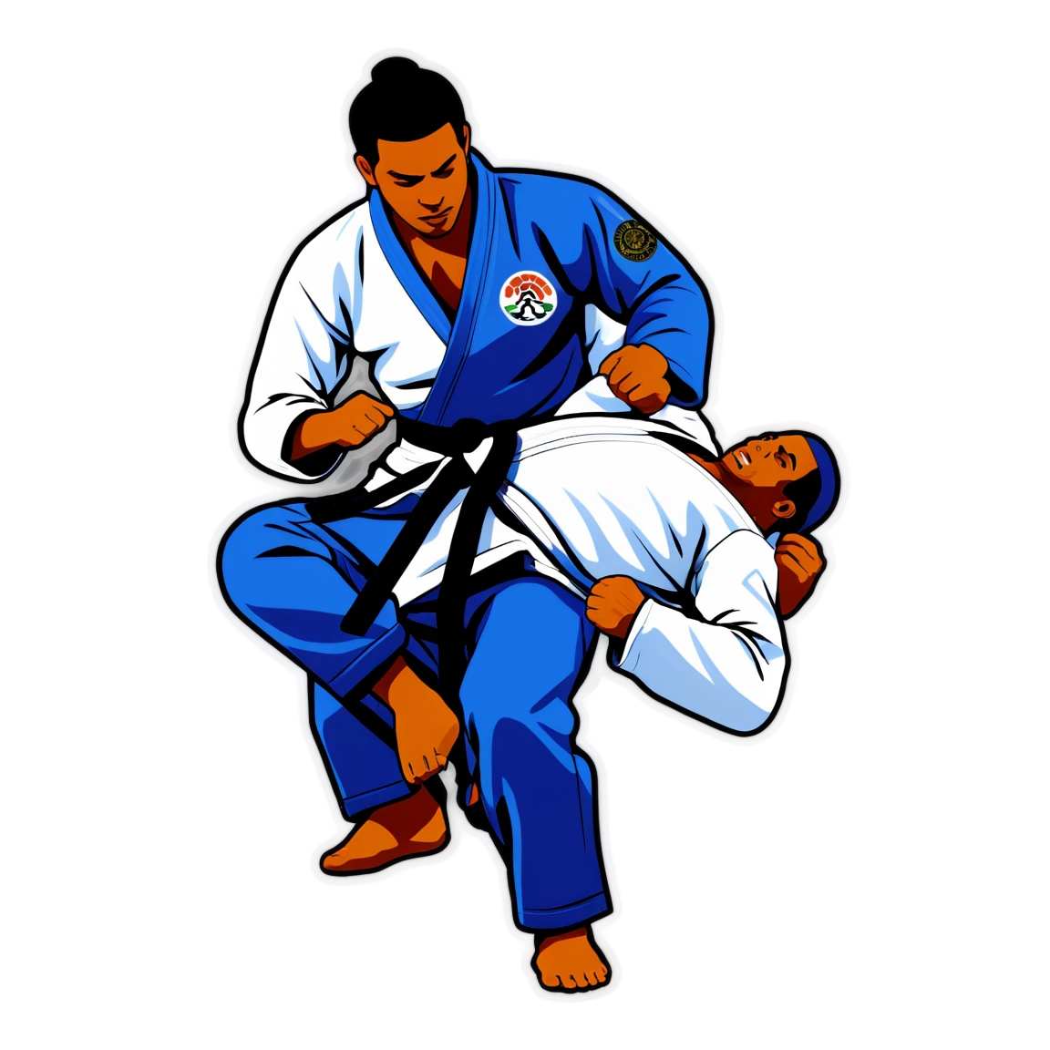 Jiu Jitsu practicing with a partner, martial arts sticker, Jiu Jitsu sticker