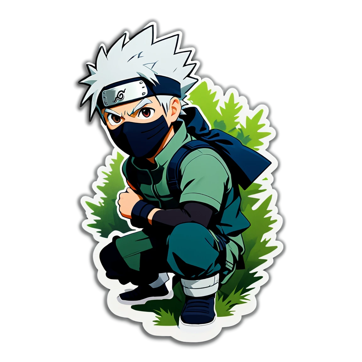 Kakashi with a scroll, ninja sticker, Kakashi sticker